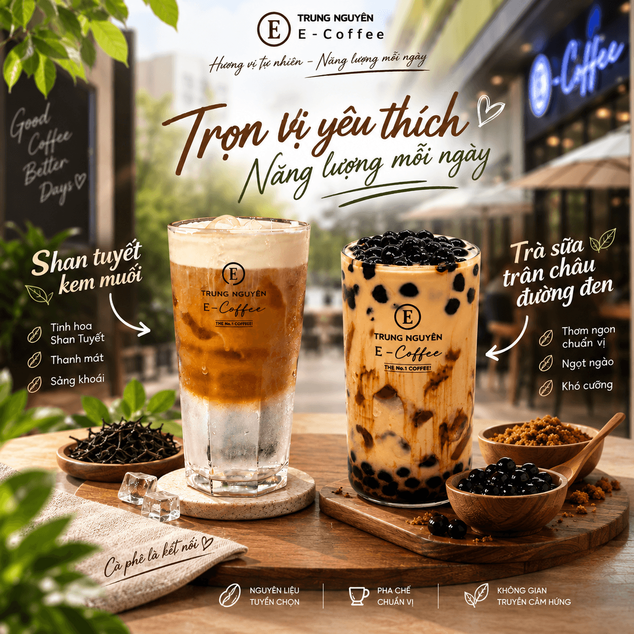 Trà sữa trân châu và trà Shan Tuyết